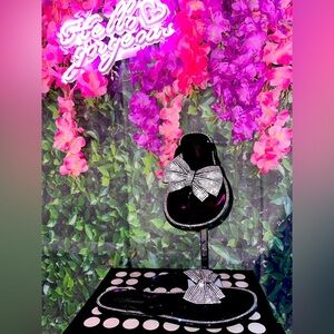 Black Bow Rhinestone Sandals